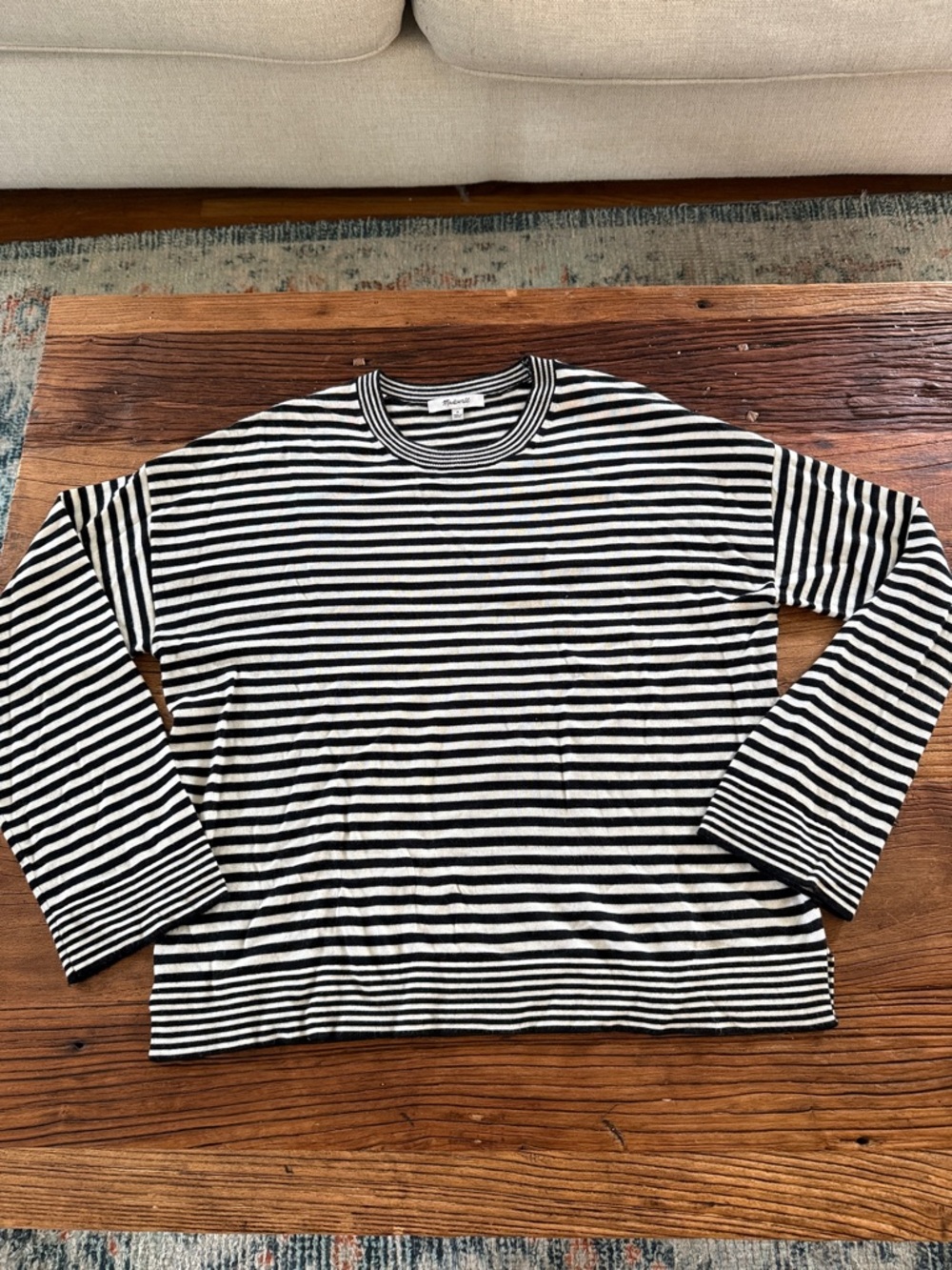 Madewell Merino Wool Striped Black & White Long Sleeve Tee